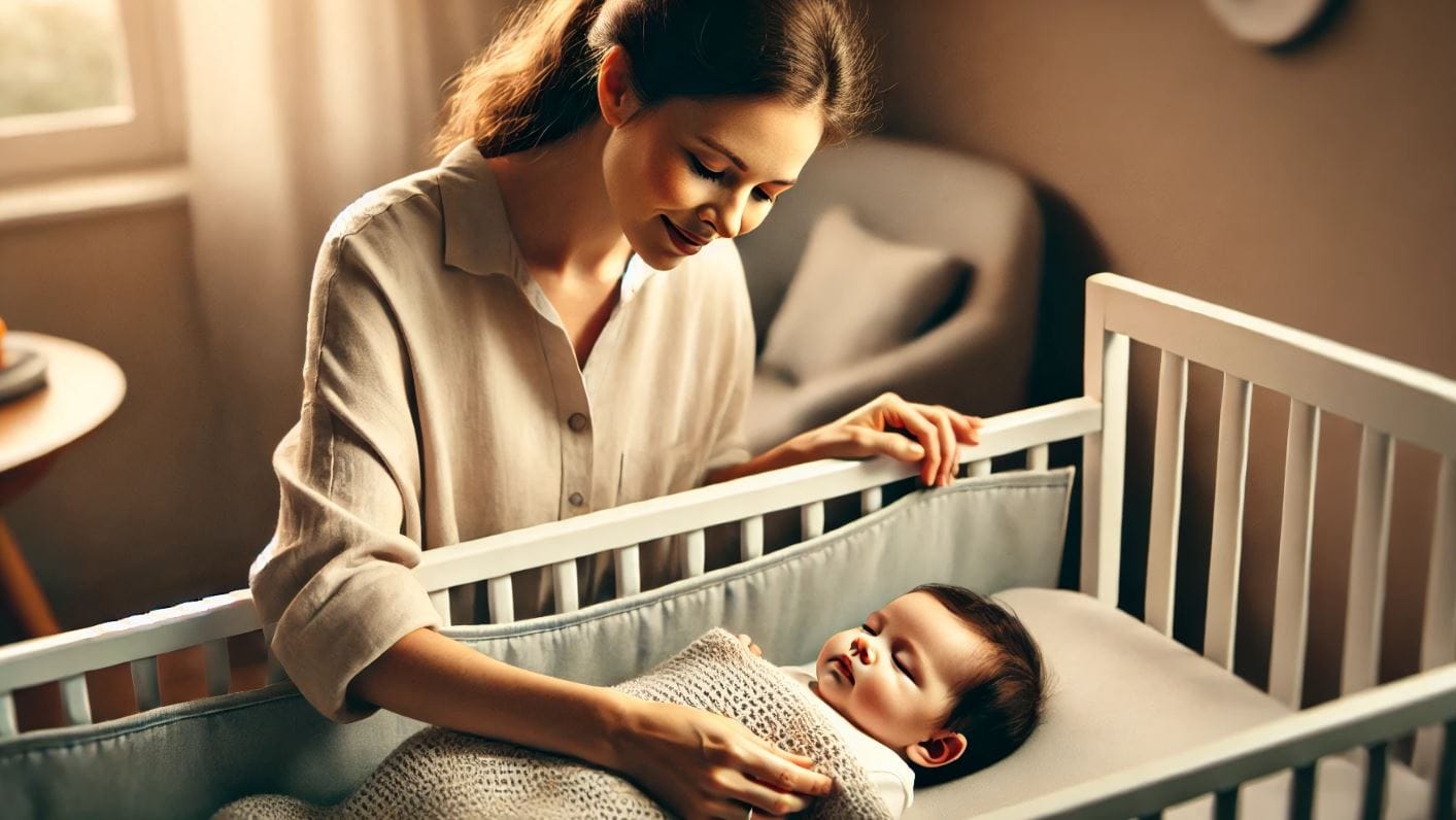 Mor putter baby i egen baby seng
